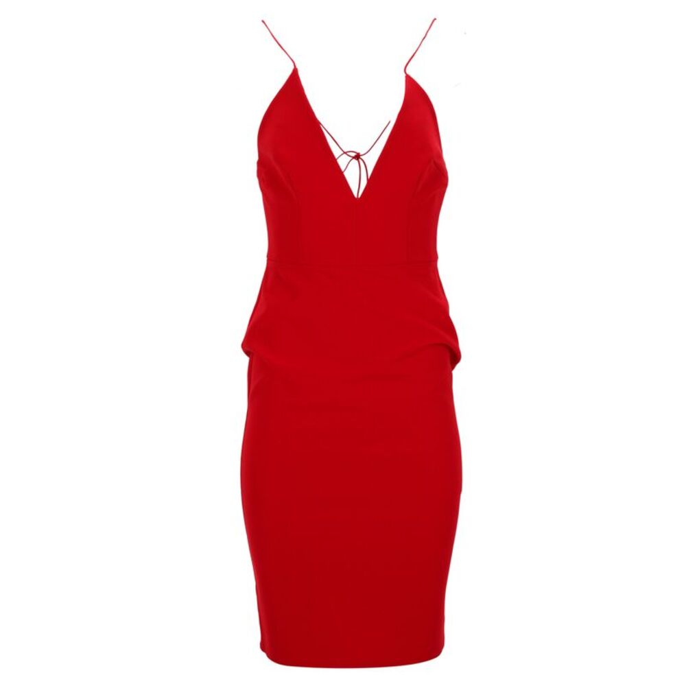 Alex Perry Halter Neck Bodycon Dress in Red Triacetate